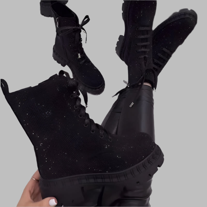 Rihanah | Stövlar med tjock klack och rhinestones