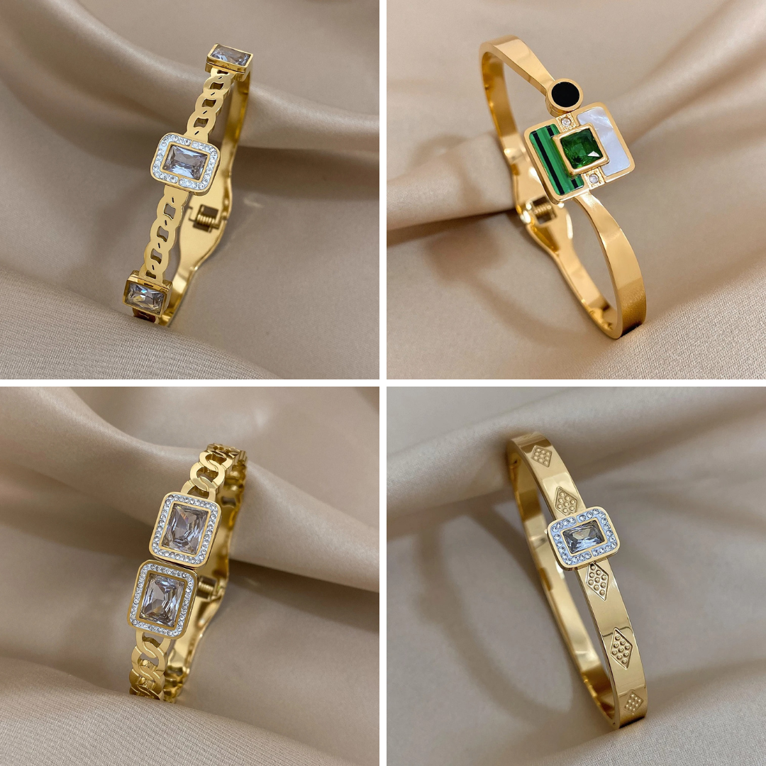 Luxuriöses Manschettenarmband aus Edelstahl | | 4er Set