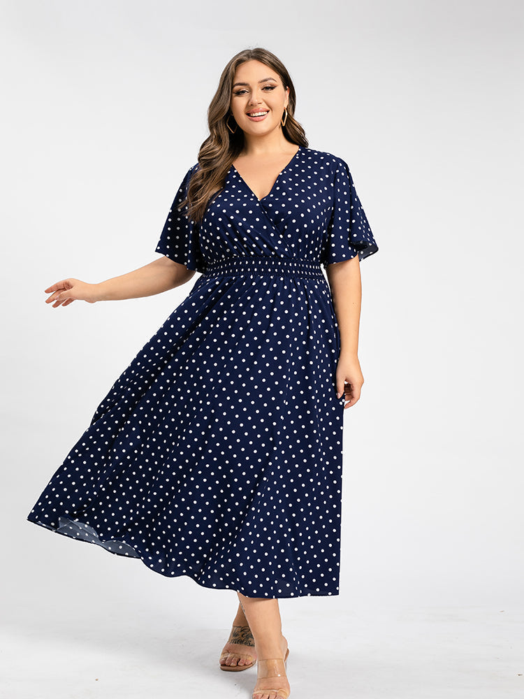 Maxikleid mit überschnittenem V-Ausschnitt