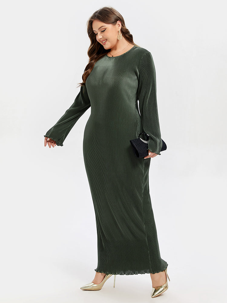 Einfarbiges Maxikleid mit Rundhalsausschnitt