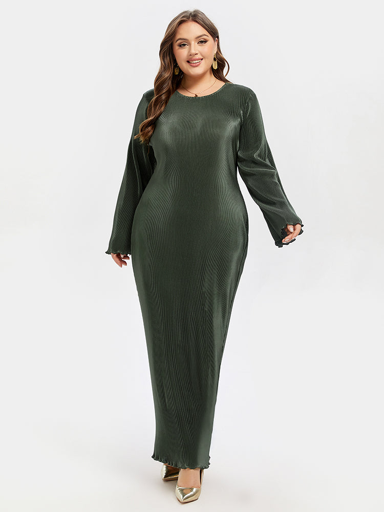 Einfarbiges Maxikleid mit Rundhalsausschnitt