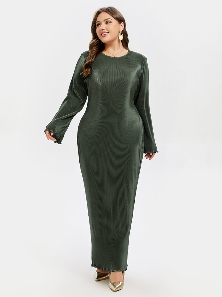 Einfarbiges Maxikleid mit Rundhalsausschnitt