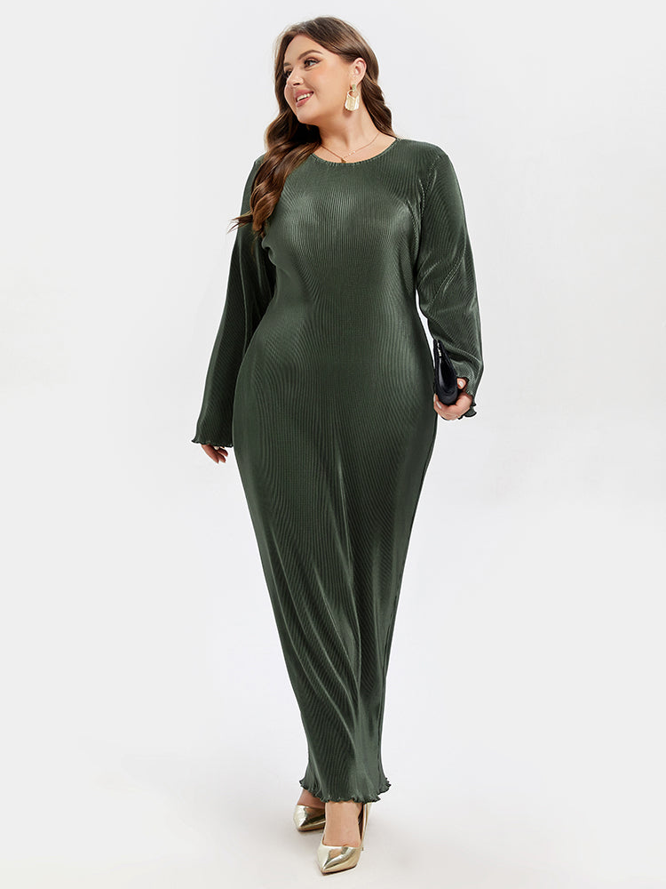 Einfarbiges Maxikleid mit Rundhalsausschnitt