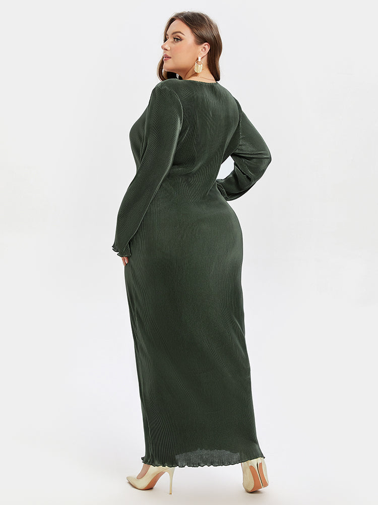 Einfarbiges Maxikleid mit Rundhalsausschnitt