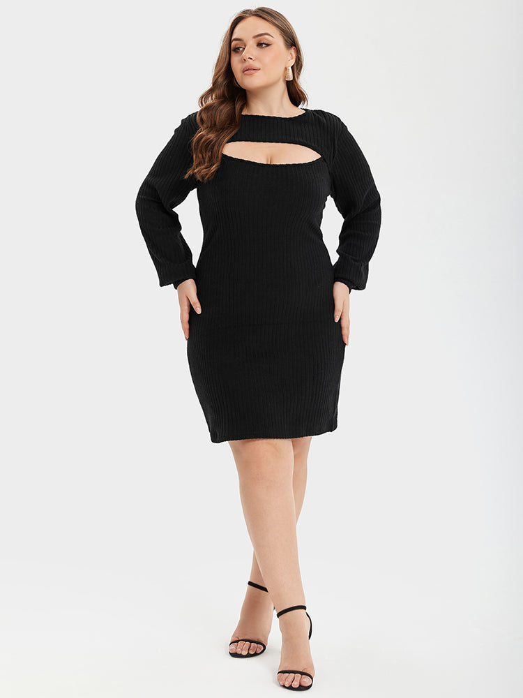 Ausschnitt Front Rippstrick Bodycon Kleid