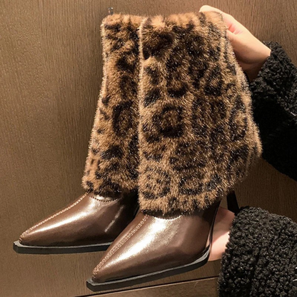 WildLux™ - Ankelstövlar med leopälskant