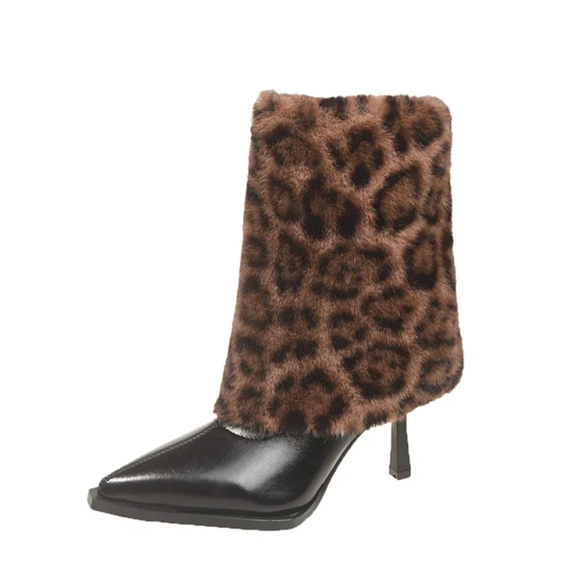 WildLux™ - Ankelstövlar med leopälskant