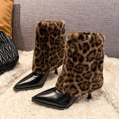 WildLux™ - Ankelstövlar med leopälskant