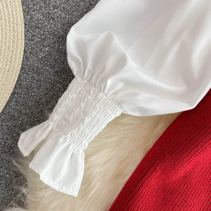 Korea | Tvådelad Stickad Set med Blus