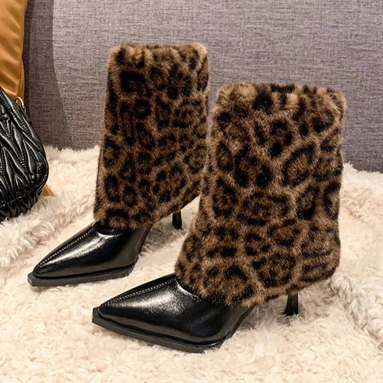 WildLux™ - Ankelstövlar med leopälskant