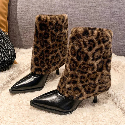 WildLux™ - Ankelstövlar med leopälskant