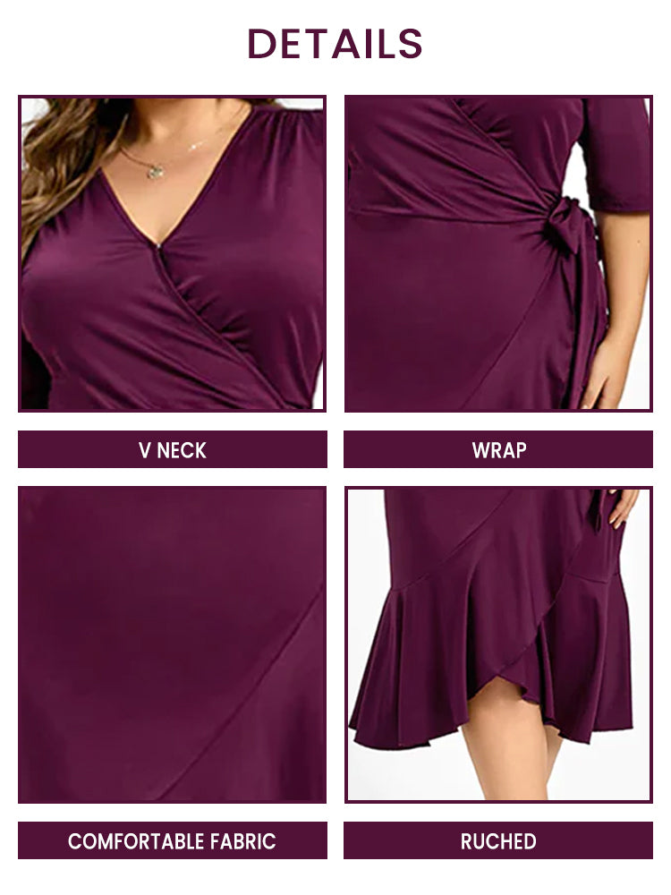 Lila Midikleid mit V-Ausschnitt