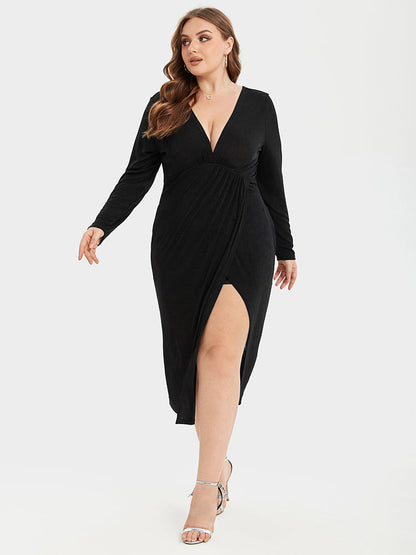 Einteiliges Midikleid mit V-Ausschnitt
