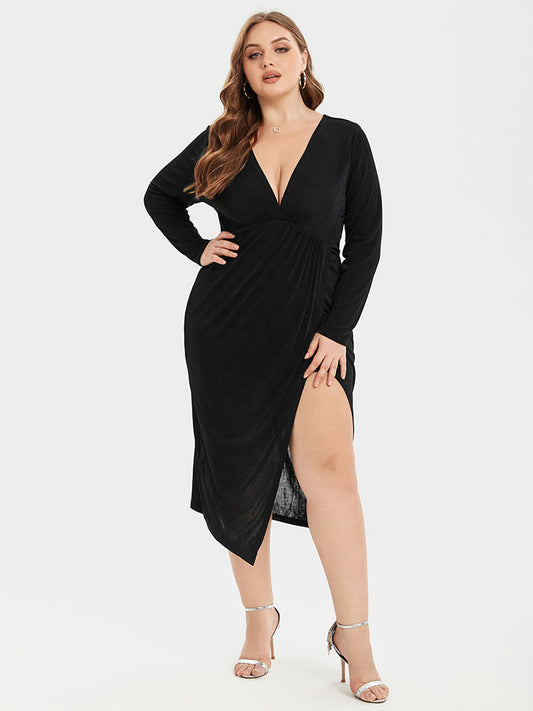 Einteiliges Midikleid mit V-Ausschnitt