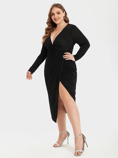 Einteiliges Midikleid mit V-Ausschnitt