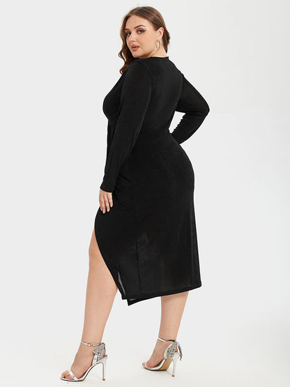 Einteiliges Midikleid mit V-Ausschnitt