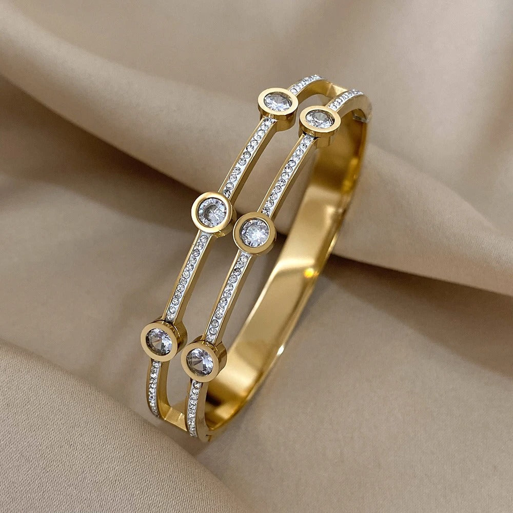 Luxuriöses Manschettenarmband aus Edelstahl | | 4er Set