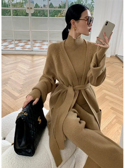 Zina | Stickat 3-delat Set med Turtleneck