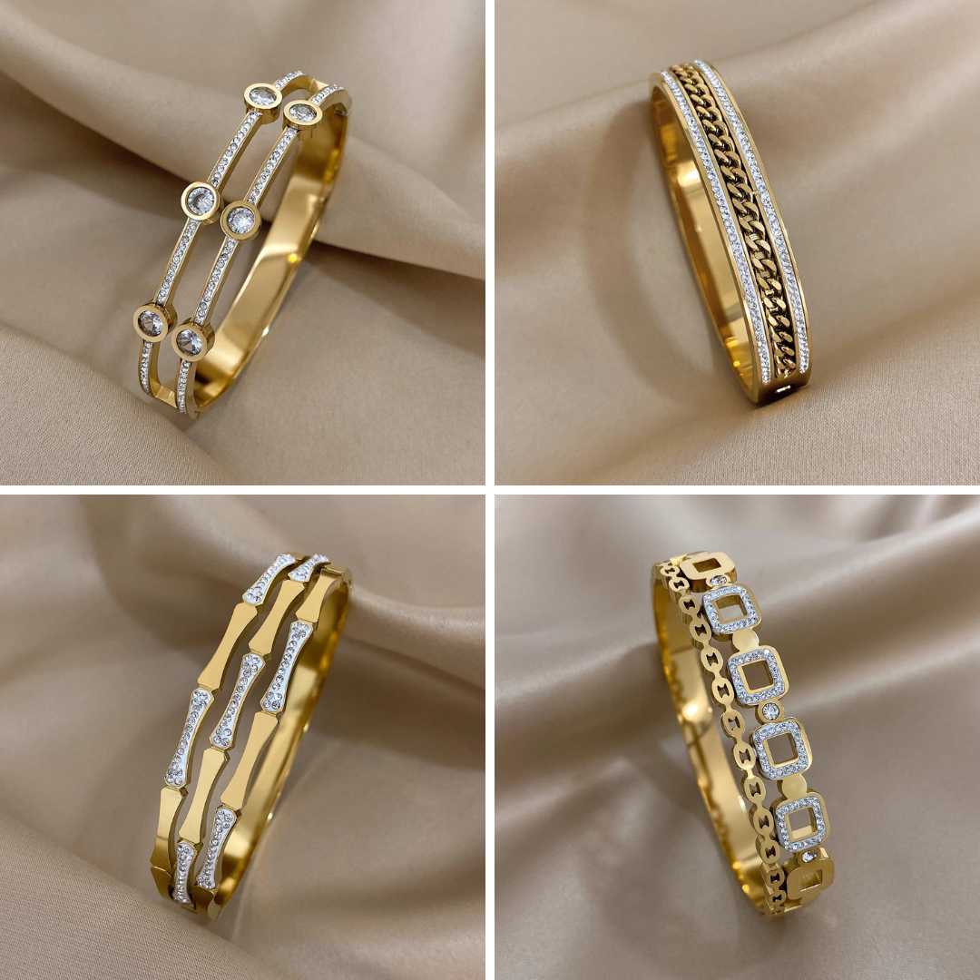 Luxuriöses Manschettenarmband aus Edelstahl | | 4er Set