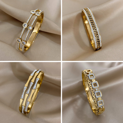 Luxuriöses Manschettenarmband aus Edelstahl | | 4er Set