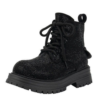 Rihanah | Stövlar med tjock klack och rhinestones
